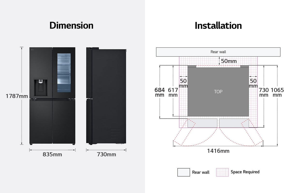508L French Door Fridge with InstaView (GC-G22FFQAB)