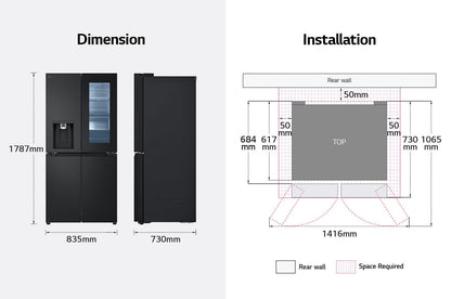 508L French Door Fridge with InstaView (GC-G22FFQAB)